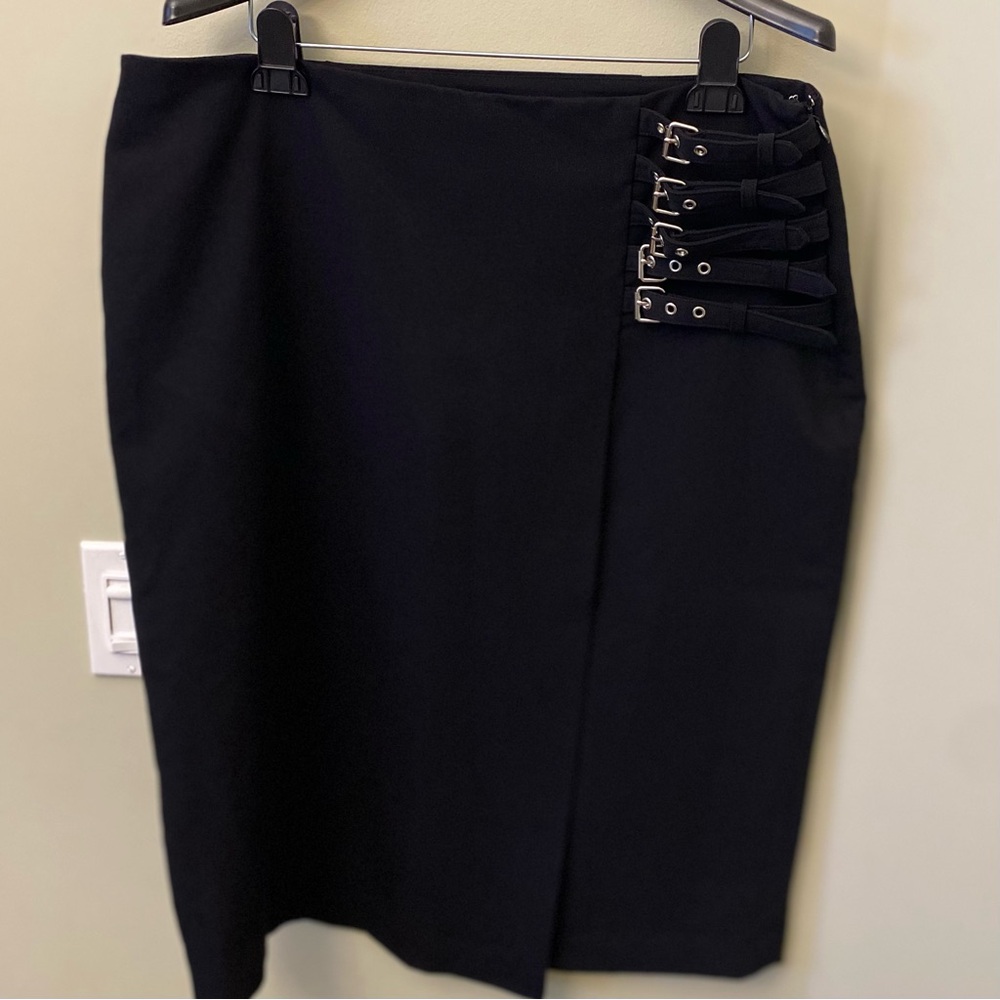 Worthington Black Pencil Skirt with Buckle Accents